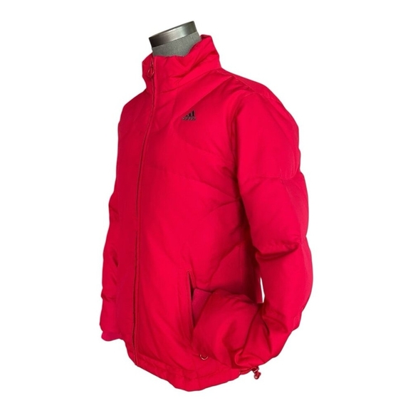 Adidas Women’s Red Quilted Ski Puffer Jacket Size 12 Zip Front Winter Coat - Picture 3 of 7